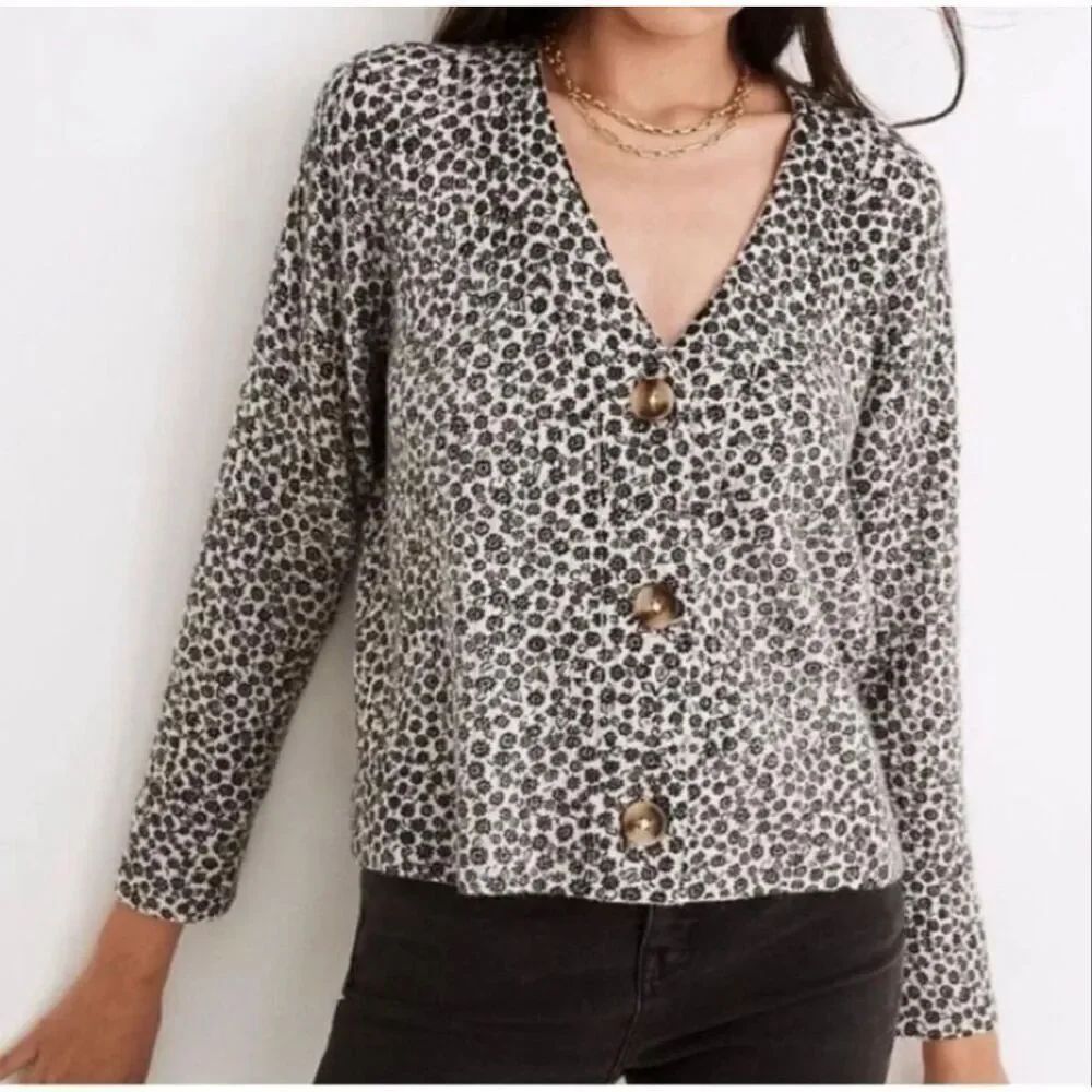 Madewell Cameron Ribbed Cardigan in Vintage Daisy XS